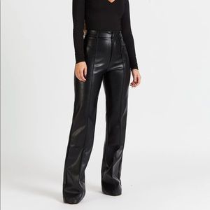 Leather Wide Leg Trousers-BOA Size-XS